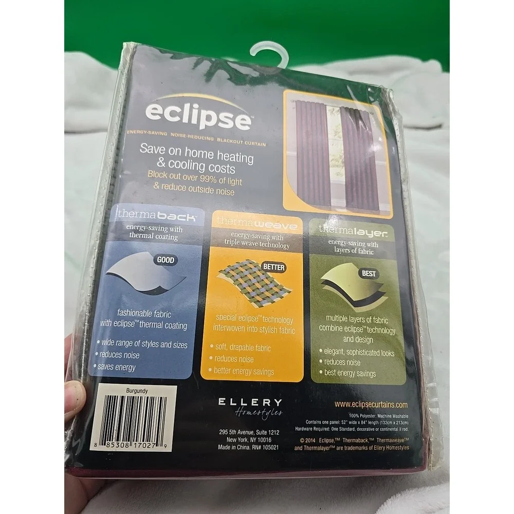 Eclipse Thermaweave Red Blackout Curtain One Panel 52